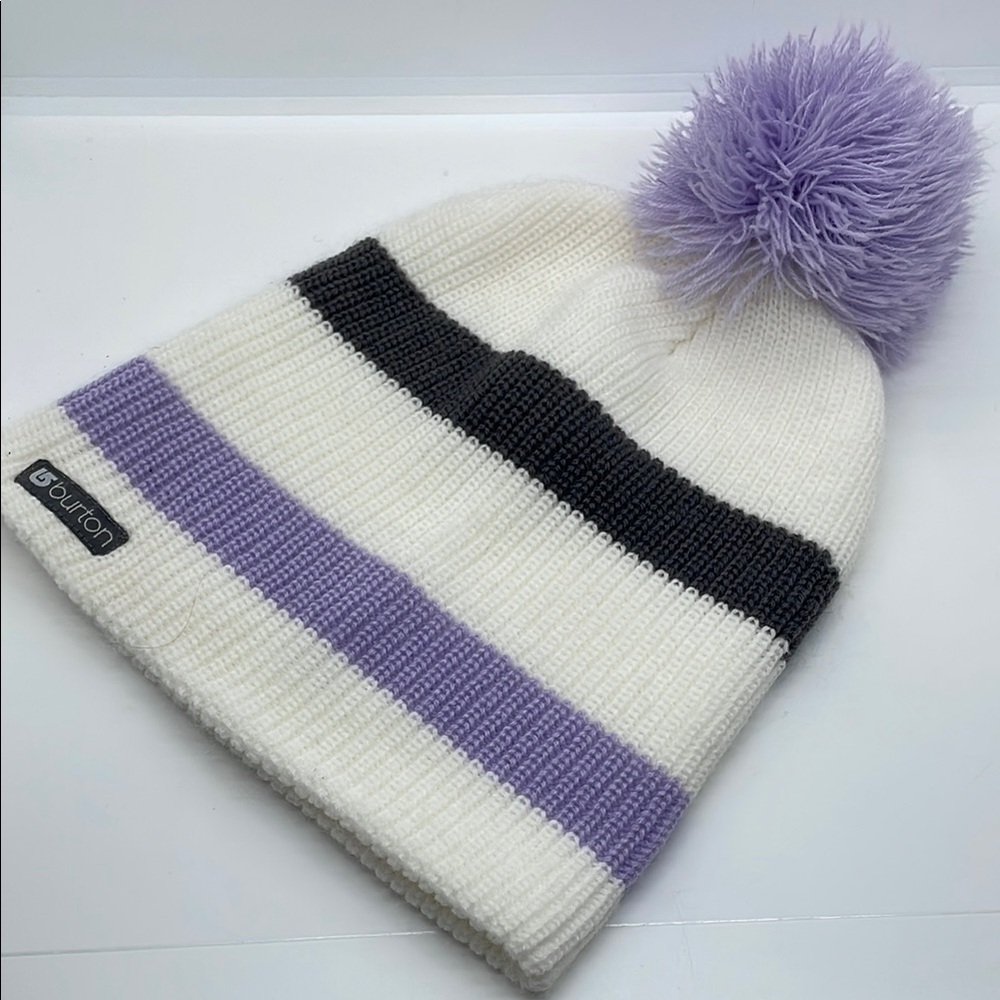 Burton White and Purple Pom Beanie OS